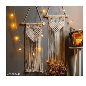 Teddy home decor Cotton Heart Macrame Handmade Woven Boho Ornament Wall Hanging
